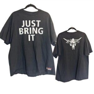 WWF WWE AUTHENTIC The Rock Just Bring‎ IT WW Patch RARE GRAIL T-Shirt XL